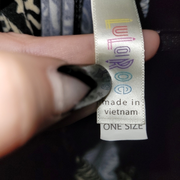 Luluroe Leggings Womens One Size Yellow on Blue Floral - Picture 2 of 3